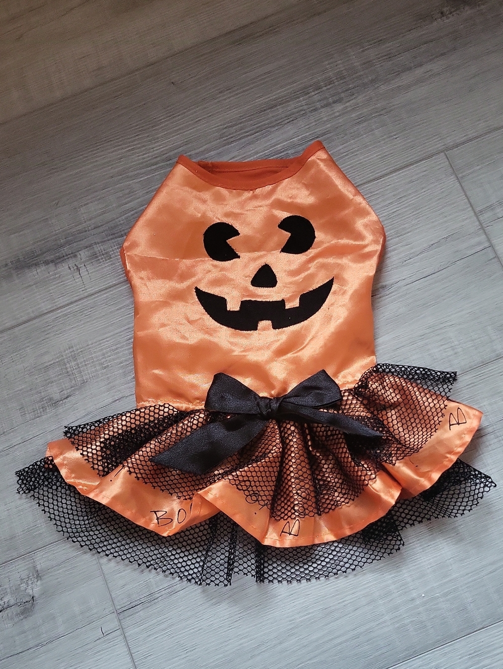 Snall Dog Orange Pumpkin Tutu Costume Dress with Black Bow